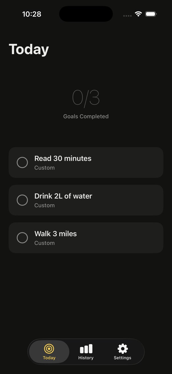 Triad app Today screen in dark mode — deep obsidian palette