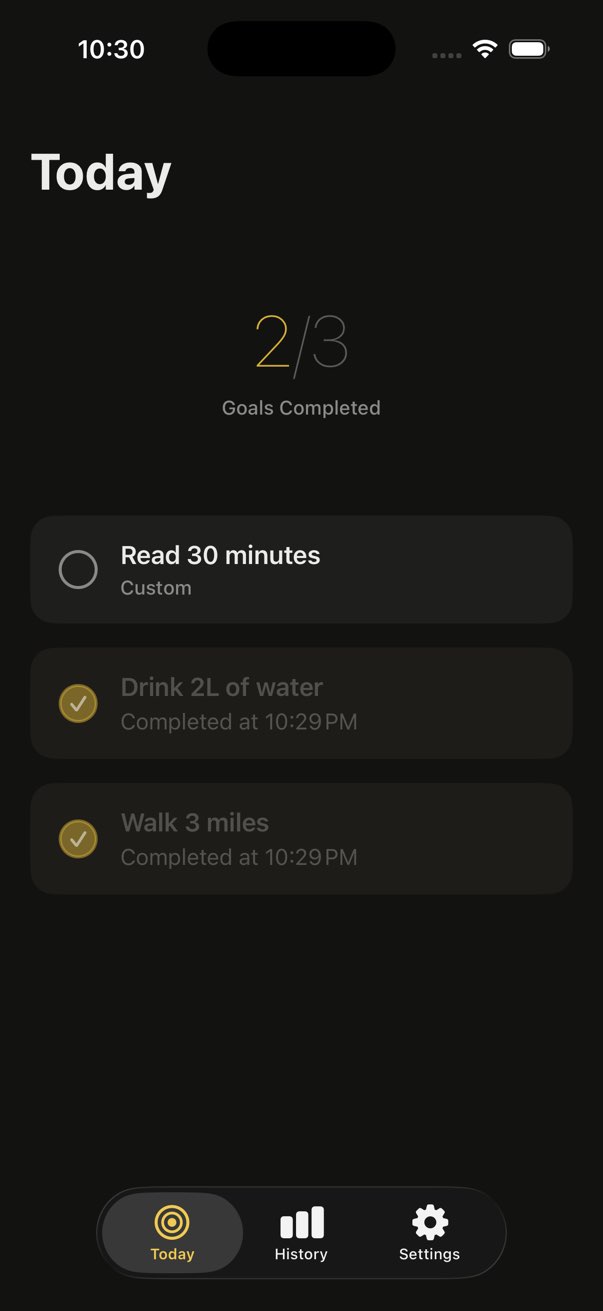 Triad app showing today's goals with two completed