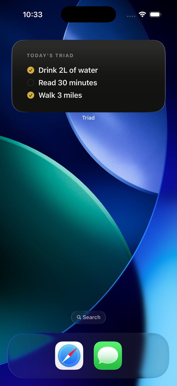 Home screen widget showing today's goals